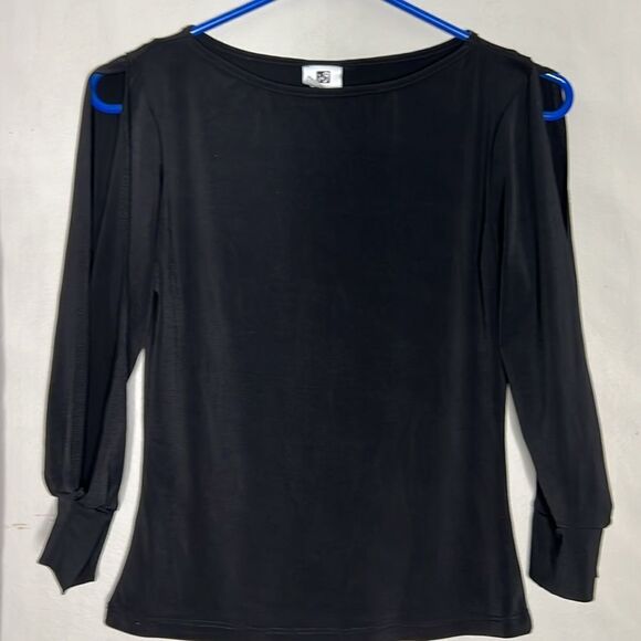 ING International Newport Group Black relaxed fit split long sleeve top - Picture 6 of 11